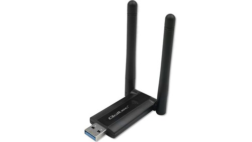 Qoltec Szybki bezprzewodowy Adapter USB DUAL Wi-Fi 2 x 2dBi Standard AC USB 3.0 - Zdjęcie 1 z 1