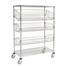 Nexel 5 Shelf Adjustable Mobile Wire Bin Rack 48"W x 24"D x 69"H
