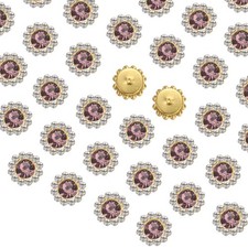 100pcs Sew on Rhinestones, 12mm Flower Claw Crystal Glass, Light Purple