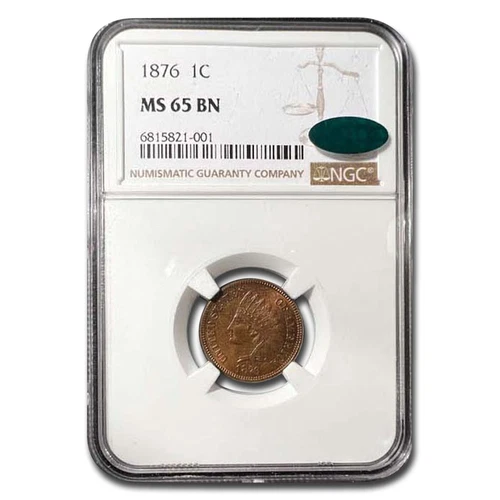 1876 Indian Head Cent MS-65 NGC CAC (Brown)