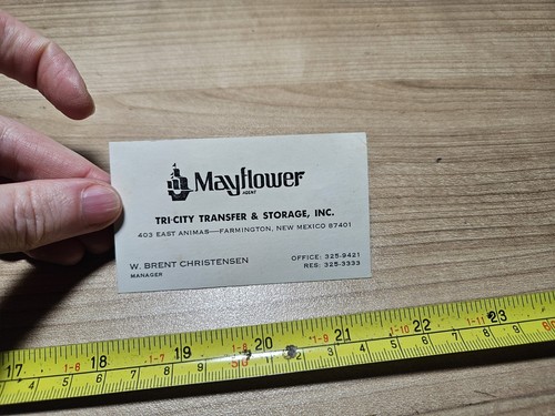 Vtg Mayflower Tri-City Transfer Storage Farmington NM Christensen Business Card - Imagen 2 de 3
