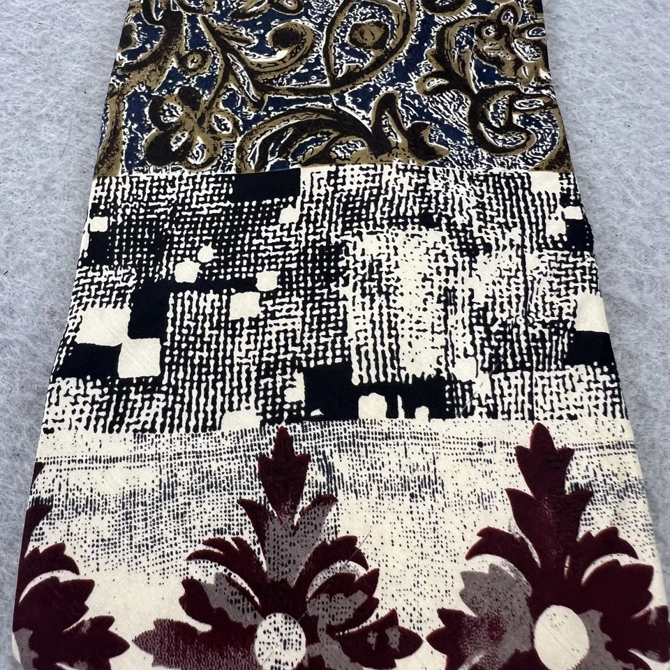 Vintage Albert Nipon Tie Mens Silk Paisley Floral Abstract Made USA Burgundy 90s - Image 2 of 4