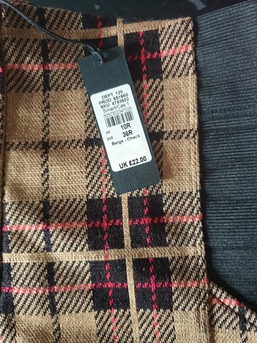 River Island Womens Woven Check Leggings - Beige - UK 10R RRP £22.00 - Picture 4 of 4