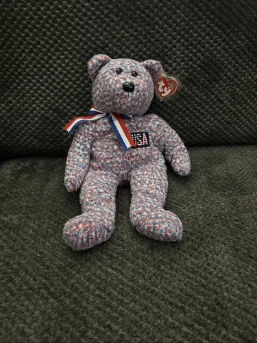 Ty Beanie Buddy USA Bear 14" Patriotic VTG 2002 4th of July America Flag Baby
