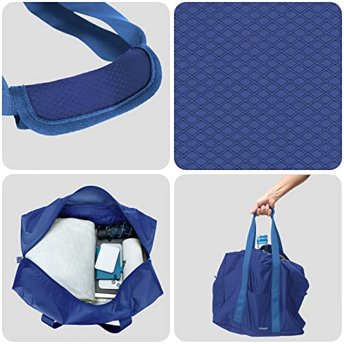 Foldable Travel Duffle Bag with Trolley Sleeve 40L - 18x14x8 inches Blue - 第 4/6 張圖片