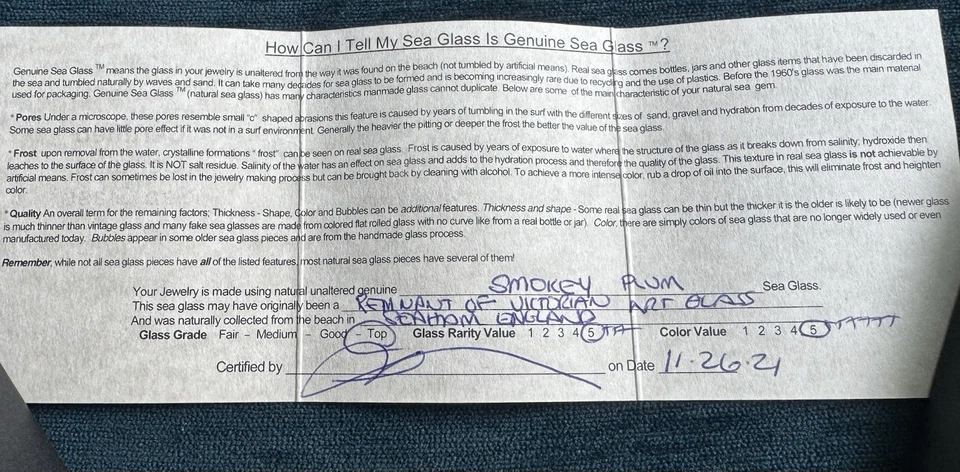 纯银海玻璃项链带真品证书 — 第 4/4 张图片