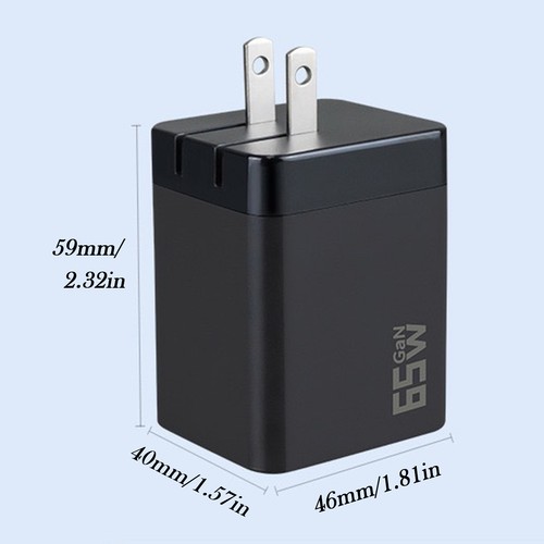 65W Fast Wall GaN Charger with USB-C Retractable Cable Universal US/UK/EU Plug - Picture 7 of 19