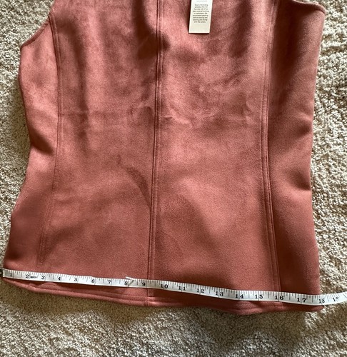 Ann Taylor Women's Size S Small Faux Suede Pink Top Blouse Sleeveless Zip NWT - Picture 9 of 9
