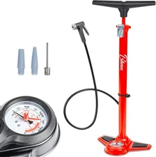 Bikeroo Bike Pump With Gauge - Portable Bicycle Floor Pump w/T-Handle Grip