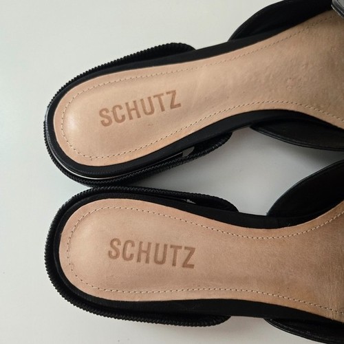 SCHUTZ Ylanna Black Leather Slingback Flats Size 8.5B - Picture 9 of 12