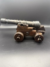 Antique/Vintage Miniature Bronze Cannon on Handmade Wooden Carriage Maritime
