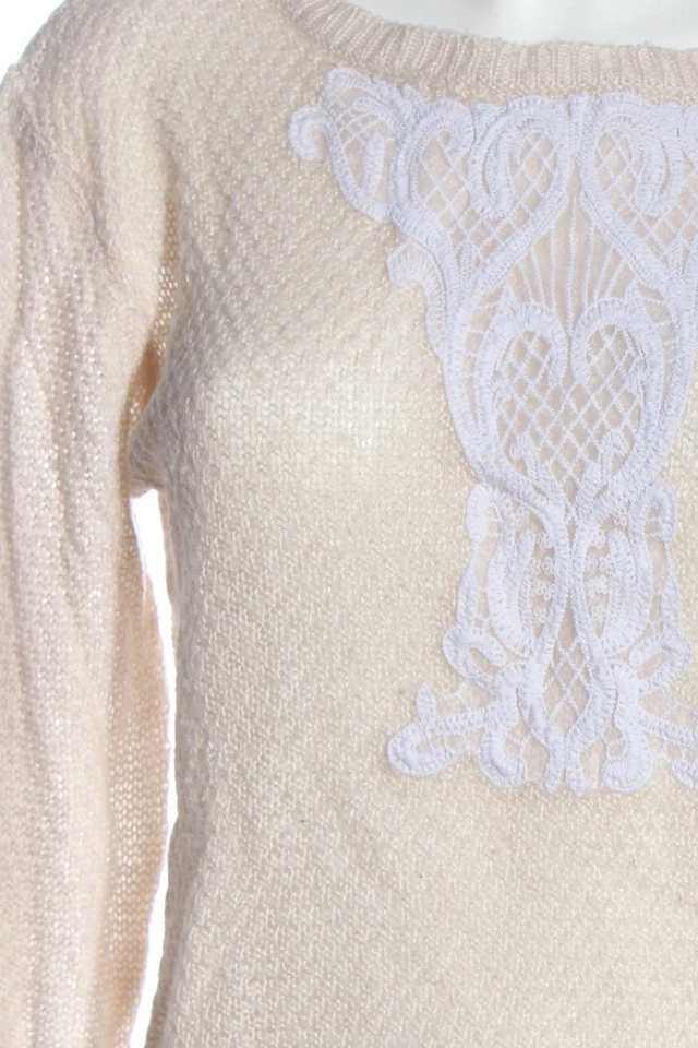 SPRINGFIELD Häkelpullover Damen Pullover Gr. DE 38 pink-weiß Casual-Look - Bild 3 von 4