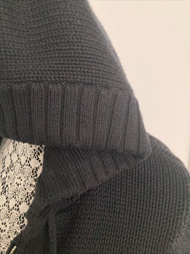 Rubbish Hooded Zip Up Heavy Knit Dark Navy Cardigan Sweater 100% Cotton Sz Med - Picture 5 of 6