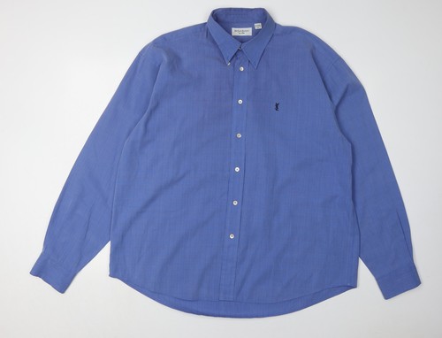 Yves Saint Laurent Men's Blue XL Striped Long Sleeve Shirt