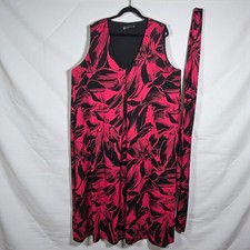 NY and Company  Midi Dress with Belt Women 3X Pink Black Pink Floral Sleeveless