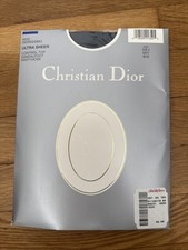 Vtg Christian Dior pantyhose 4533 sz 4 Control Top Ultra Sheer Sandalfoot Navy
