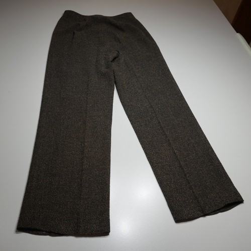 Linda Allard Ellen Tracy Trouser Sz W28* Brown Speckled Wool Silk Straight Pant - Picture 5 of 17