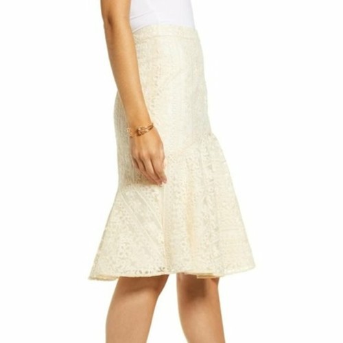 💕 RACHEL PARCELL 💕 Small 💕 Beige Embroidered Flounce Skirt NEW AUTH 💕 - Picture 5 of 9