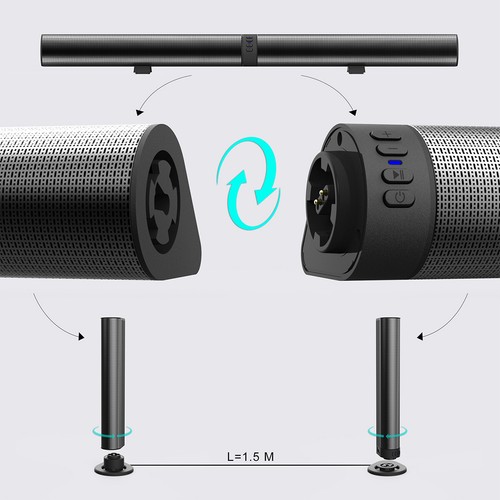 2-in-1 Detachable Bluetooth Soundbar 4 Speaker Subwoofer For Smart TV Home Audio - Picture 9 of 12