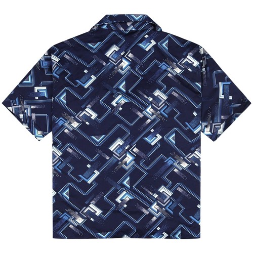 Triumph Vintage Button-Up Patterned Shirt Blue Navy - Picture 2 of 4