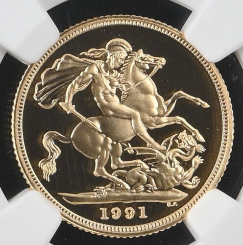 Great Britain UK 1991 Pound/Sovereign 0.2354 Oz AGW Gold Proof Coin NGC PF70 UC - Picture 3 of 4