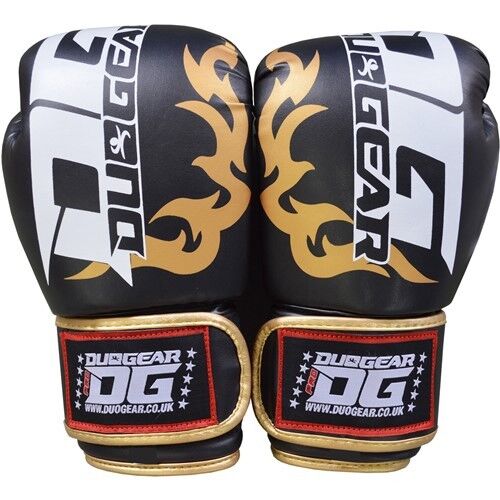 BLACK DG2018 REXINE MUAY THAI KICKBOXING BAGWORK PADWORK SPARRING BOXING GLOVES - Picture 2 of 4