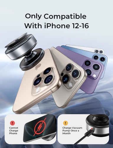 360° Adjustable Car Phone Holder - Magnetic Suction Mount for iPhone 12+ Users - Picture 5 of 7