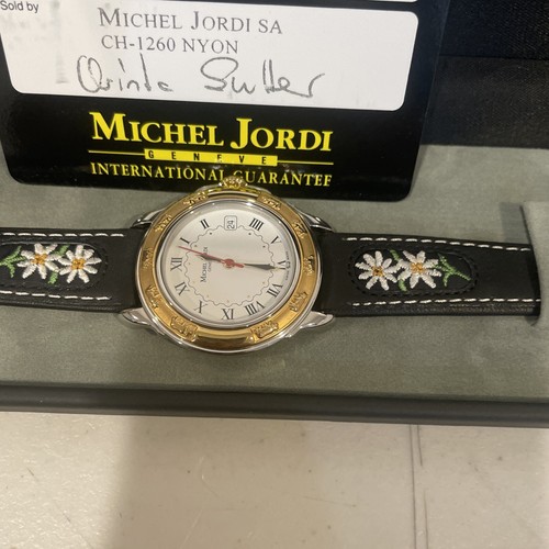 MICHEL JORDI Women's Watch Vintage Gold & Silver Tone 1991 Quartz Leather Swiss - Picture 4 of 12