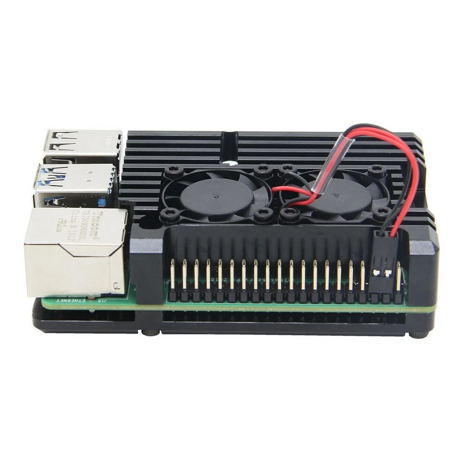 Dissipatore di calore in alluminio enorme personalizzato doppia ventola di raffreddamento per Raspberry Pi 4 modello B - Immagine 2 di 4