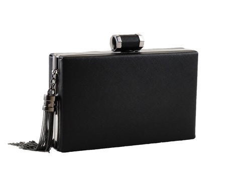 Hearty Trendy Signature Tassel w/ Gold Frame Minaudiere Clutch Evening Bag - Picture 7 of 13