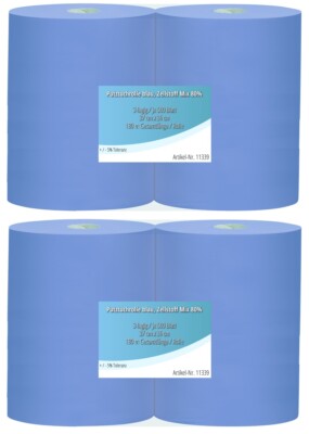 4 Rollen Putztuchrollen blau Putzpapier 3 lagig 36x38cm   KFZ-Werkstatt-Tücher  