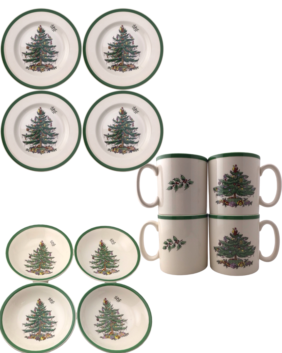 Spode Christmas Tree Collection Porcelain 12 Piece Dinnerware Set 