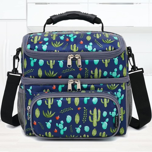 Double Layer Cooler Insulated Lunch Bag Adult Lunch Box Large Tote Bag for Men - Picture 7 of 8
