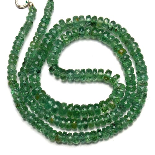 Natural Gem Mint Green Kyanite 4 to 5.5MM Faceted Rondelle Beads Necklace 17" - Picture 5 of 6