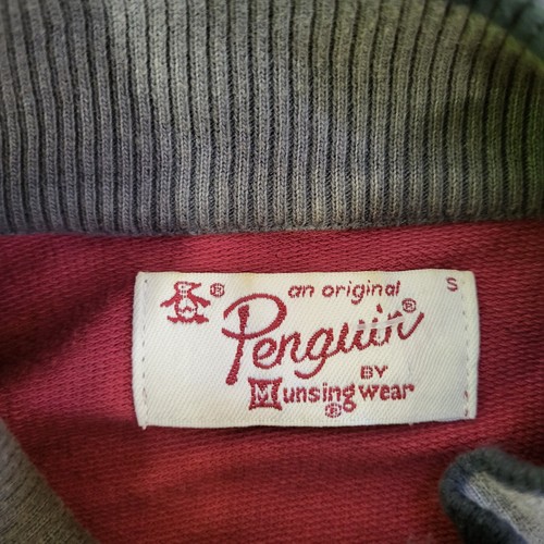 XX367 Men's Penguin Burgundy Zip Long Sleeve Sweatshirt UK S EU 48 - Picture 5 of 5