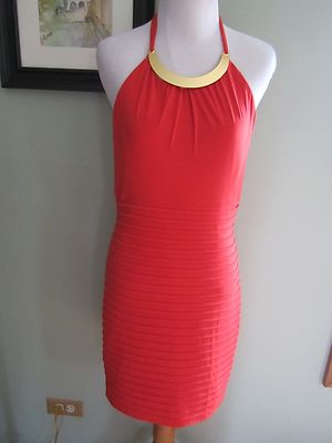 BCBG Max and Cleo Hailey Poppy Orange Red Halter dress Size 10