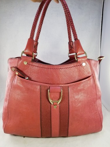 COLE HAAN RED LEATHER TOTE SATCHEL SHOULDER HANDBAG EUC - Picture 9 of 12