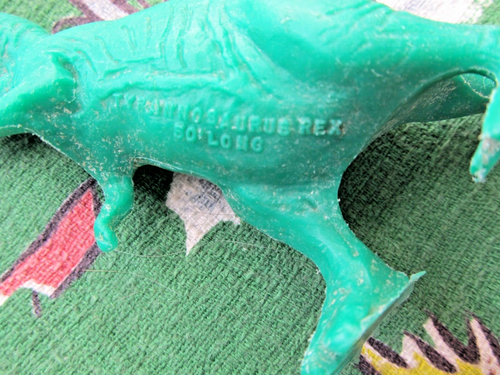 Vintage 1964 Sin Claire Tyrannosaurs Rex World's Fair green plastic toy figure - Bild 3 von 8