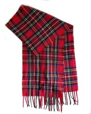James Pringle Weavers Royal Stewart Red Tartan Scarf Acrylic with A Monogram
