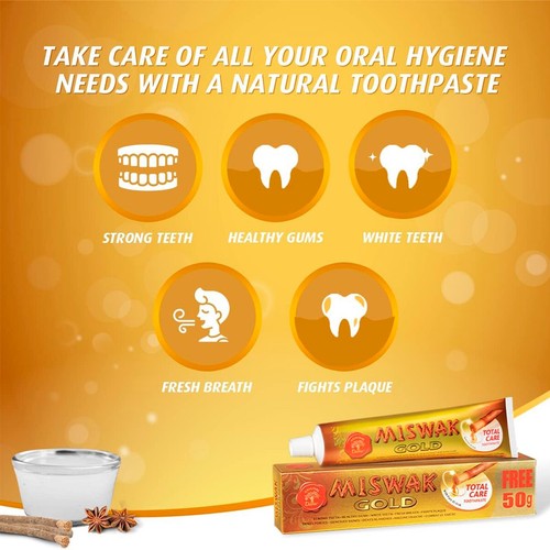 Pasta de dientes de oro Dabur Miswak extracto de hierbas natural pasta de dientes Meswak 170 g/6 oz - Imagen 3 de 6