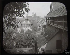 Glass Magic Lantern Slide ROTHENBURG WEHRGANG C1910 GERMANY GERMAN CASTLE