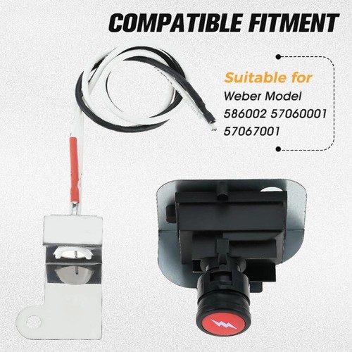 63788 Gas Grill Igniter Kit Push Button Replacement for Weber Q320 Q3200 Series - Picture 4 of 11