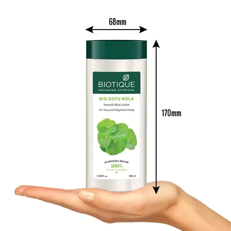 Biotique Bio Gotu Kola Smooth Skin Lotion for Dry and Dehydrated Body 180ml, - Image 3 of 4