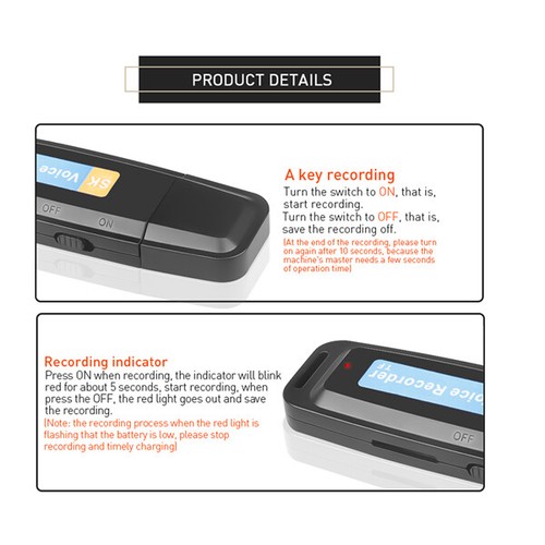 Mini Registratore Vocale Micro Voice Recorder Audio USB - Picture 4 of 8