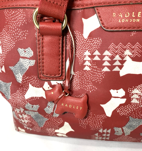 Cartera Radley London Roja Scottie Perro Estampado Recubierto Algodón Cartera Multi-Compartimento - Imagen 3 de 14