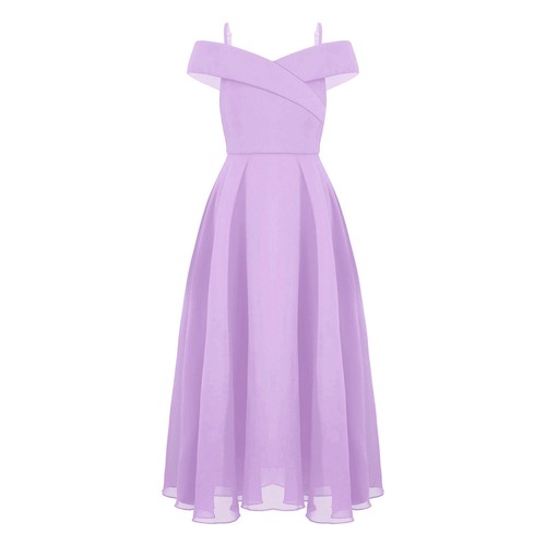 Kinder Mädchen Kleid Bühne Chiffon Abendkleid Homecoming Outfit A-Linie Prinzessin - Bild 40 von 84