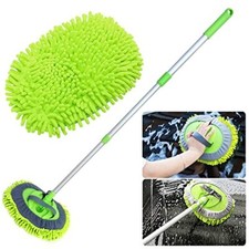 2 in 1 Chenille Microfiber Car Wash Mop Mitt with 46" Aluminum Alloy Long Handle