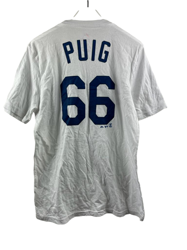 Majestic Youth Dodgers Yasiel Puig #66 Short Sleeve T-Shirt White - XL (18) - Picture 2 of 6