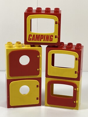 LEGO DUPLO WINDOW PANE DOOR FRAME YELLOW RED 2X4 BUILDING BRICK HOUSE CAMPING