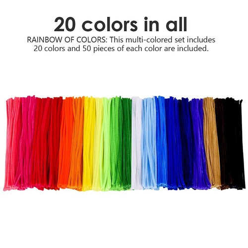 Rainbow Pipe Cleaners - 1000pc Value Pack for Creative Crafts and Decorations - Picture 4 of 9
